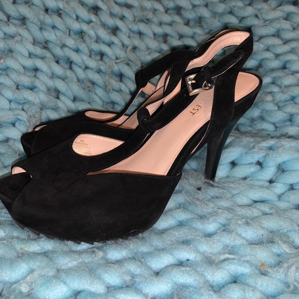 Black suede platforms
